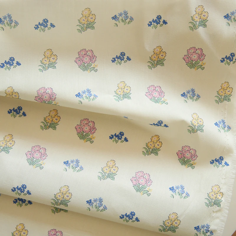 Pure Cotton Poplin Fabric for Summer Clothes, Handmade DIY Clothes, Baby Dresses, Countryside Floral Style, 145x50cm, 40s