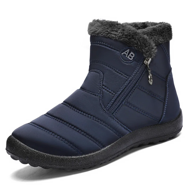 Winter Cotton Shoes Women's Men Winter New Style Side Zipper Middle Top Warm Snow Boots Light Thick Cotton Boots
