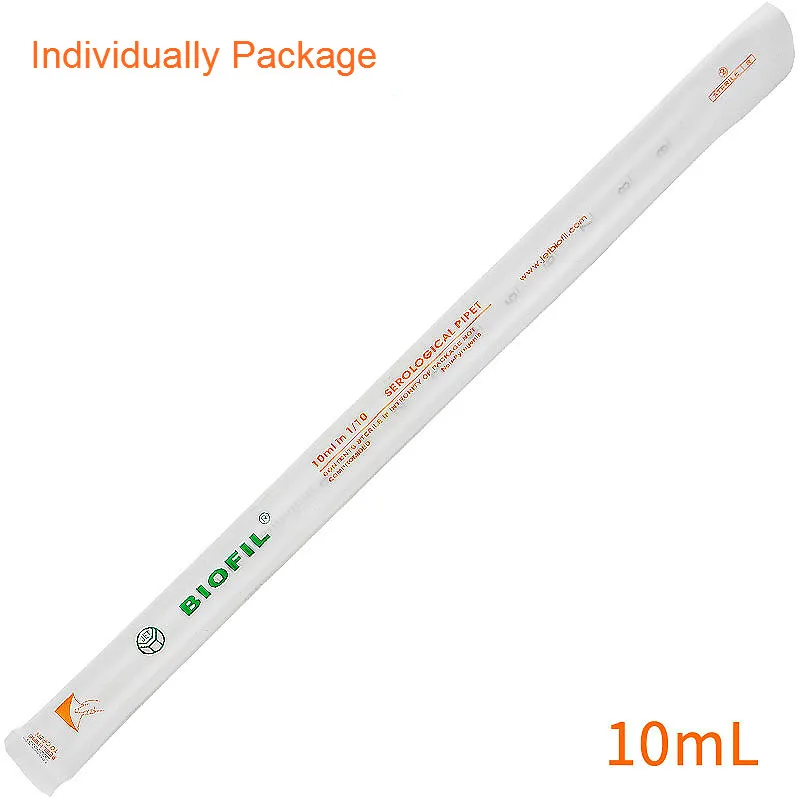 Serological Pipets Sterilized Plastic Scale Transfer Straw Serum Dropper 1/2/5/10/25/50/100mL Non-Pyrogenic Individually Package