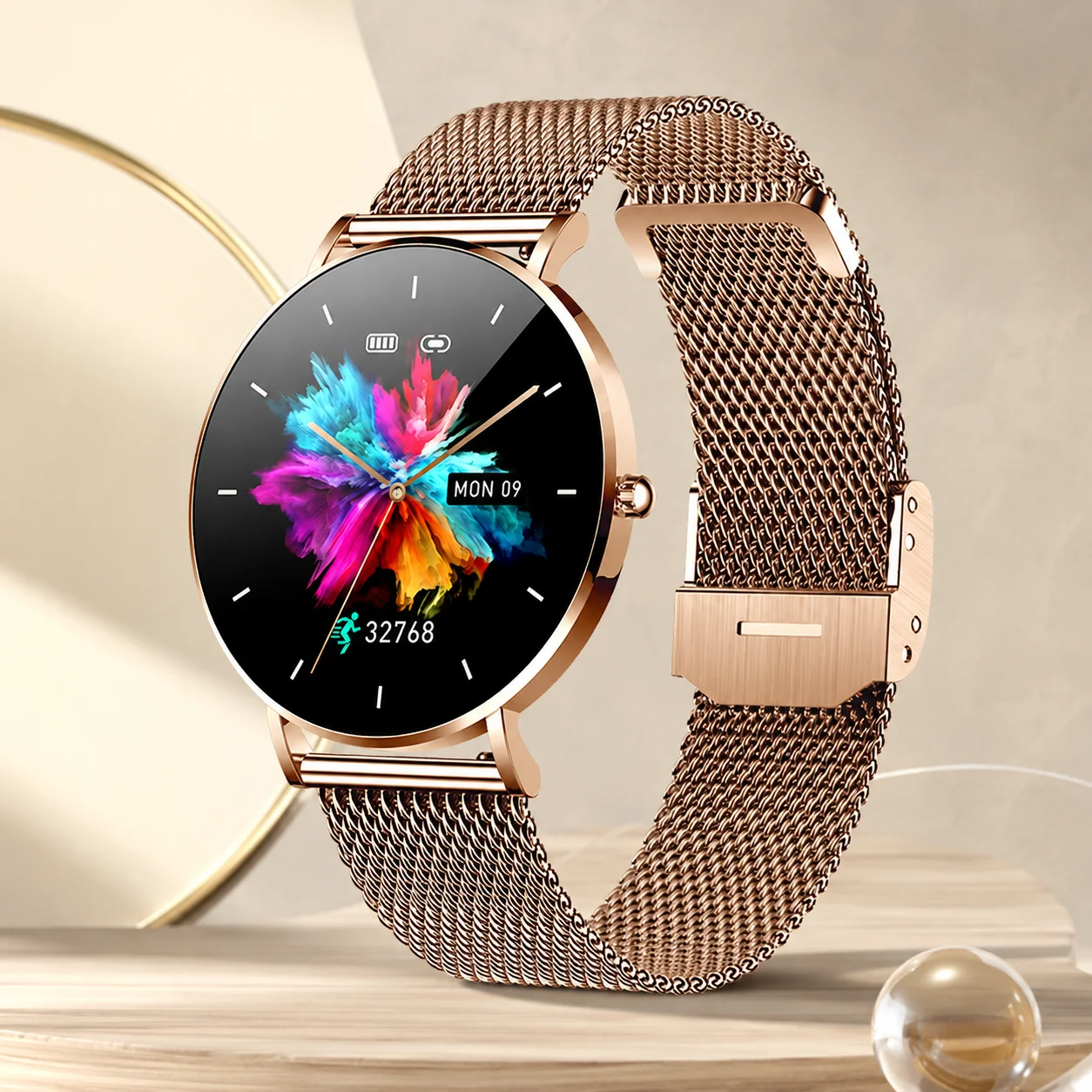 Ultra Thin AMOLED Smart Watch for Women Men Bluetooth Call Fitness Tracker Full Touch Metal Wristwatch Long Battery Life