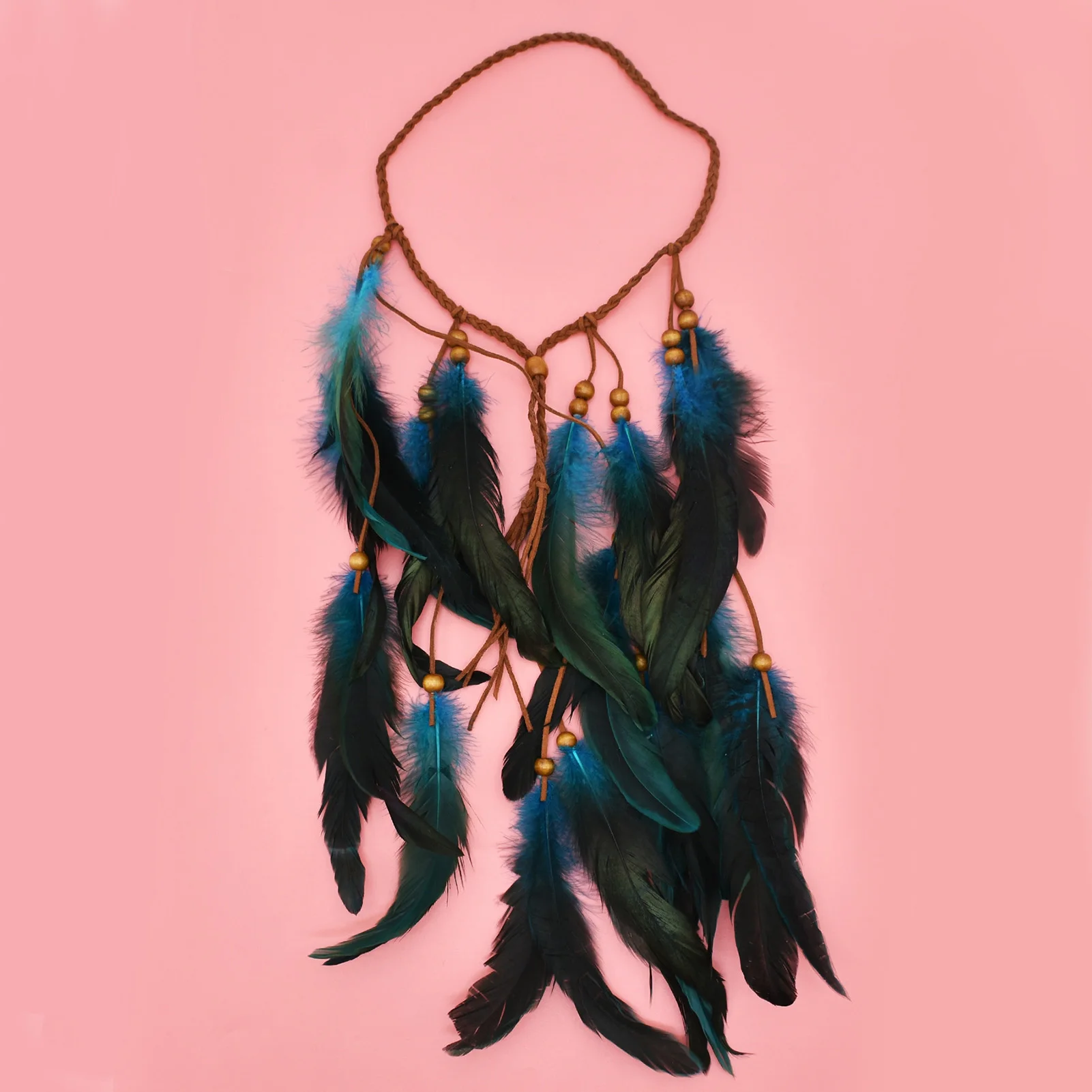 رباط شعر من الريش البوهيمي مع هامش طويل على الطراز العرقي لإكسسوارات المهرجانات النسائية