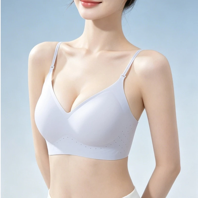 Women's Summer Thin Ice Silk Bra Seamless No-Wire Push-Up Sexy Small Breast Beautiful Back Design Comfortable Underwear image 6