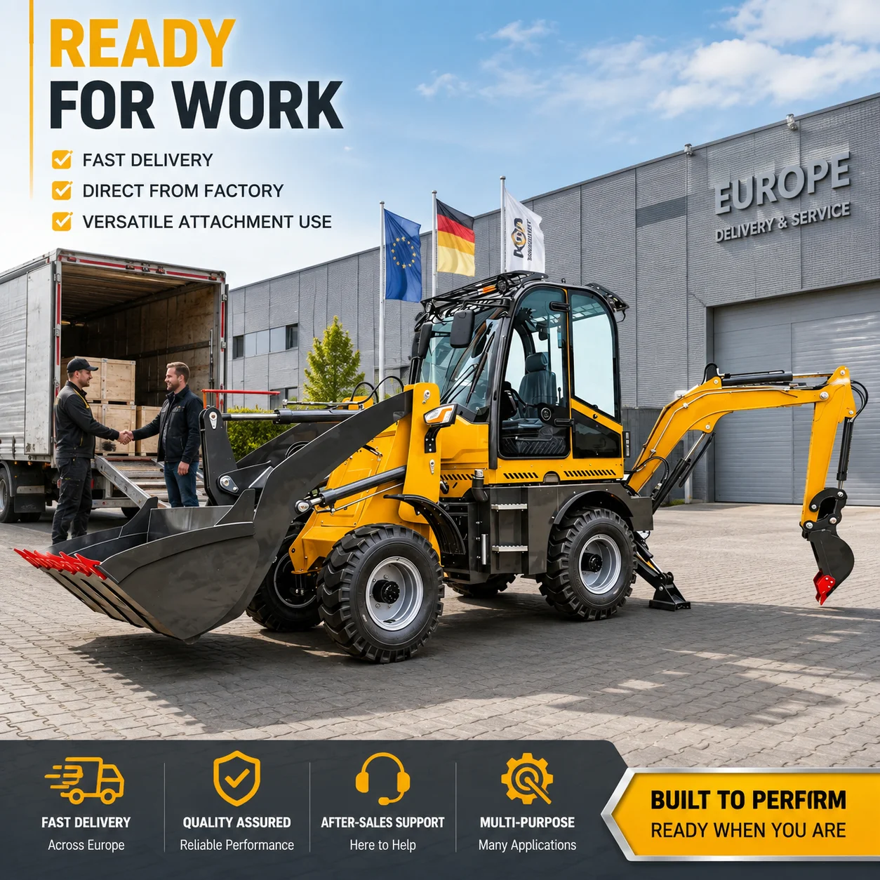 Custom CE Euro 5 Heavy Duty Backhoe Loader 4WD Construction Equipment for Road Repair Infrastructure and Excavation