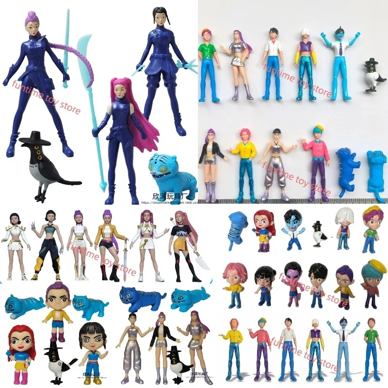 

Cute Kpop Demons Hunters Figure 5/612pcs/set Cute Tiger Black Hat Magpie With 3 Eye Monster Hunt Girl Group Statue For Fans Gift