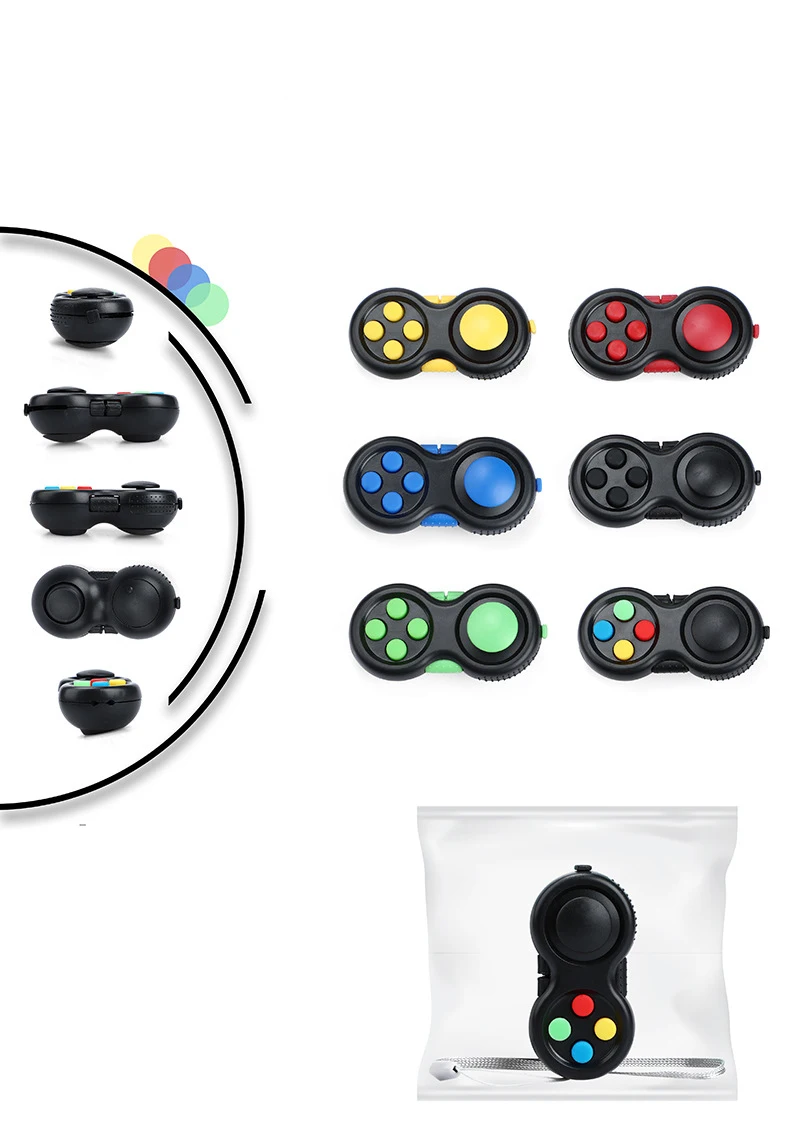 Nieuwe premium kwaliteit Fidget Controller Pad Game Focus Toy Glad ABS Plastic Stress Relief Squeeze Fun Hand Hot Interactief Cadeau