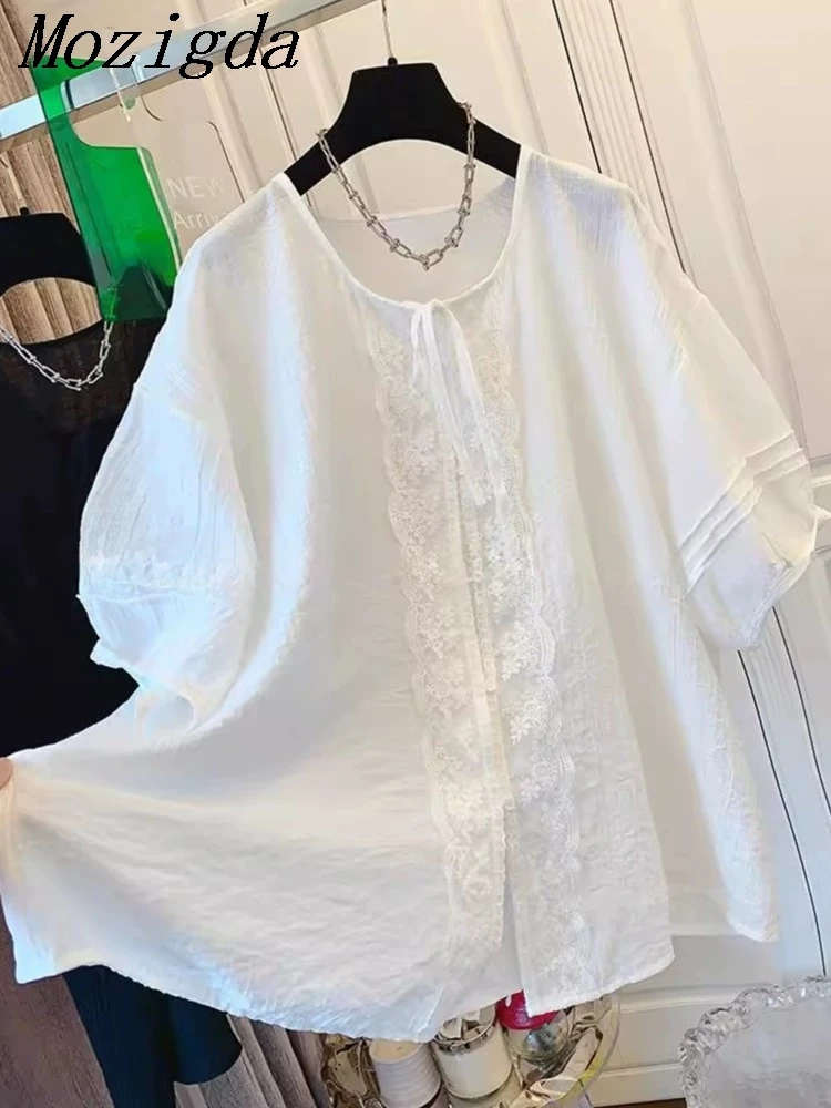

Summer Cotton Linen Women Shirts Loose White Half Sleeves Women Blouse Ladies Tops