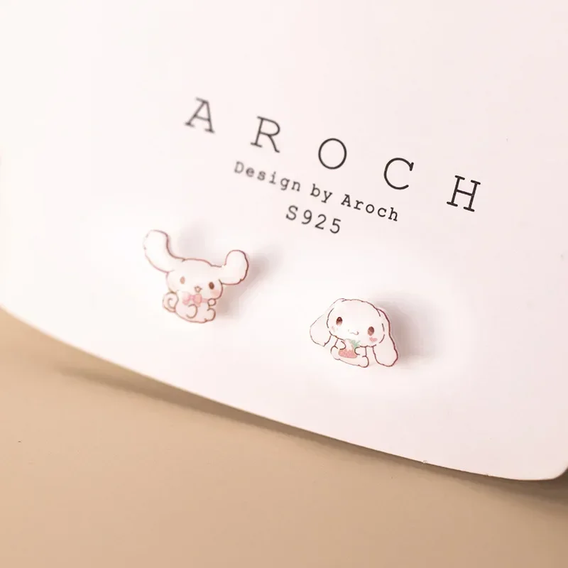 925 Sterling Silver Asymmetrical Cute Puppy Stud Earrings For Women Kids Studant Wedding Party Jewelry Gift Female Pendientes