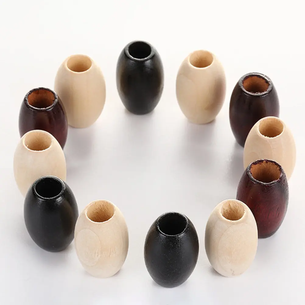 30Pcs Oval Wooden Beads for DIY Jewelry Crafts Smooth Surface Loose Beads Ideal for Bracelet Making Necklace Garland DIY