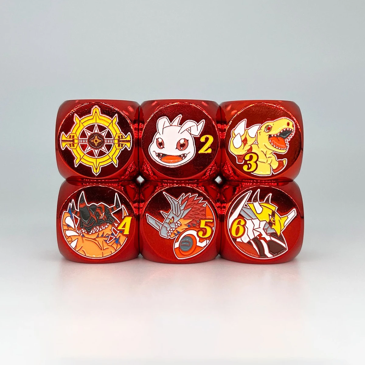 24가지 스타일 DIY 디지몬 어드벤처 그레이몬 메탈 다이스 다면체 패턴 다이스 OPCG PTCG DTCG 보드 게임용 특별 다이스 선물 장난감