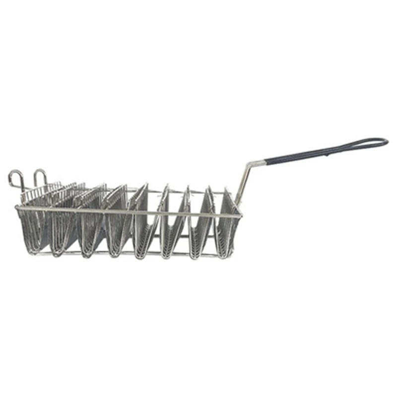 Taco Basket For 8 6-Inch Shells, Deep Fryer Taco Holder Basket, Commercial Heavy-Duty Taco Fry Basket With Grip Handle