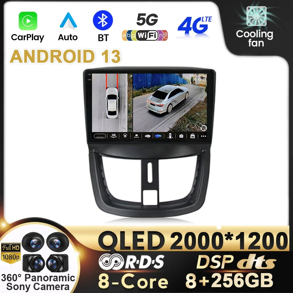 Android 13 Car Radio For Peugeot 207 207CC 2006 - 2015 video players Multimedia CarPlay Auto Navigation GPS No 2 din 2din DVD 4G