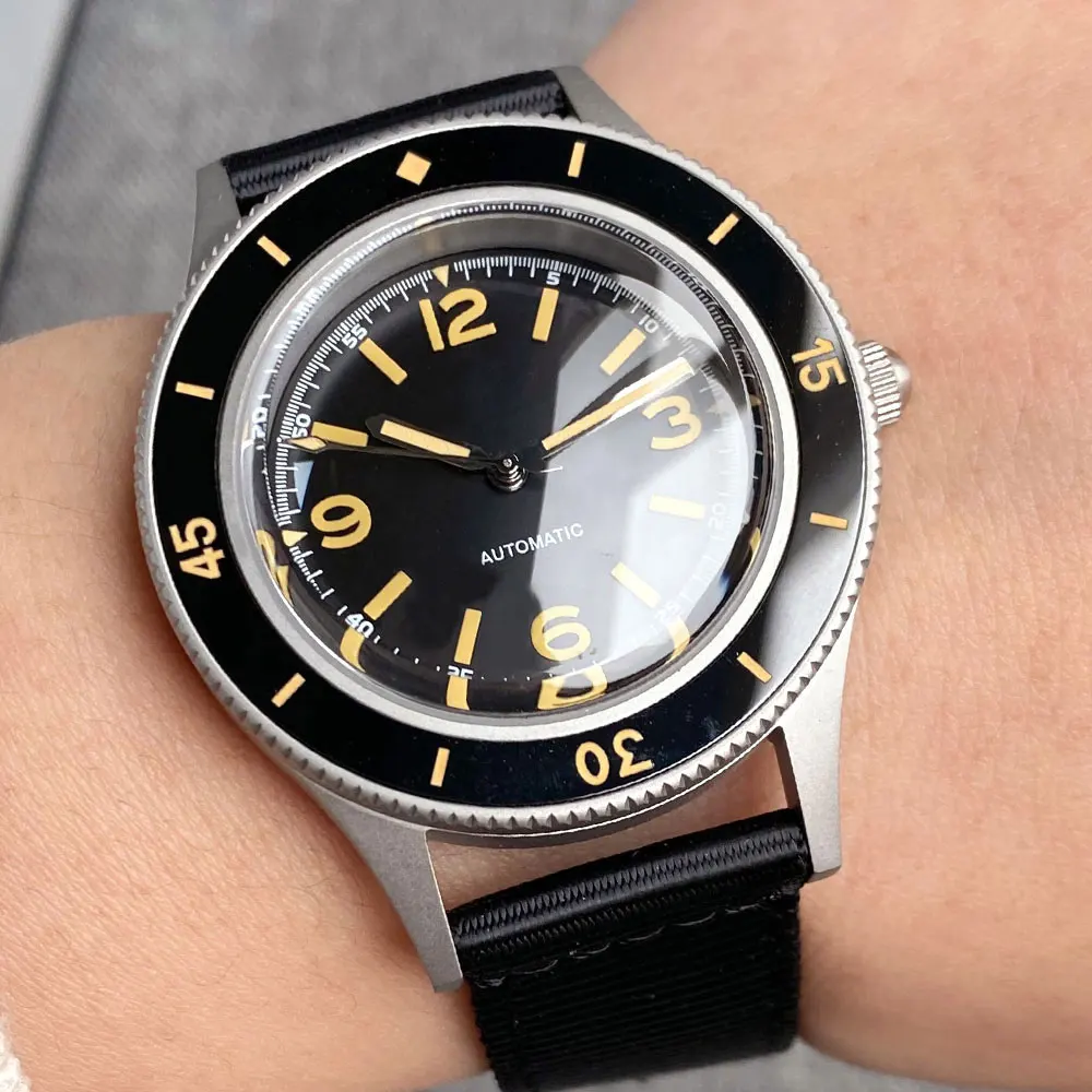 Tandorio 50-Fathoms NH35A Taucheruhr, Blase, Saphirglas, nicht strahlend, Vintage, wasserdichte Armbanduhr, 120 Klickslünette, Stahl 6