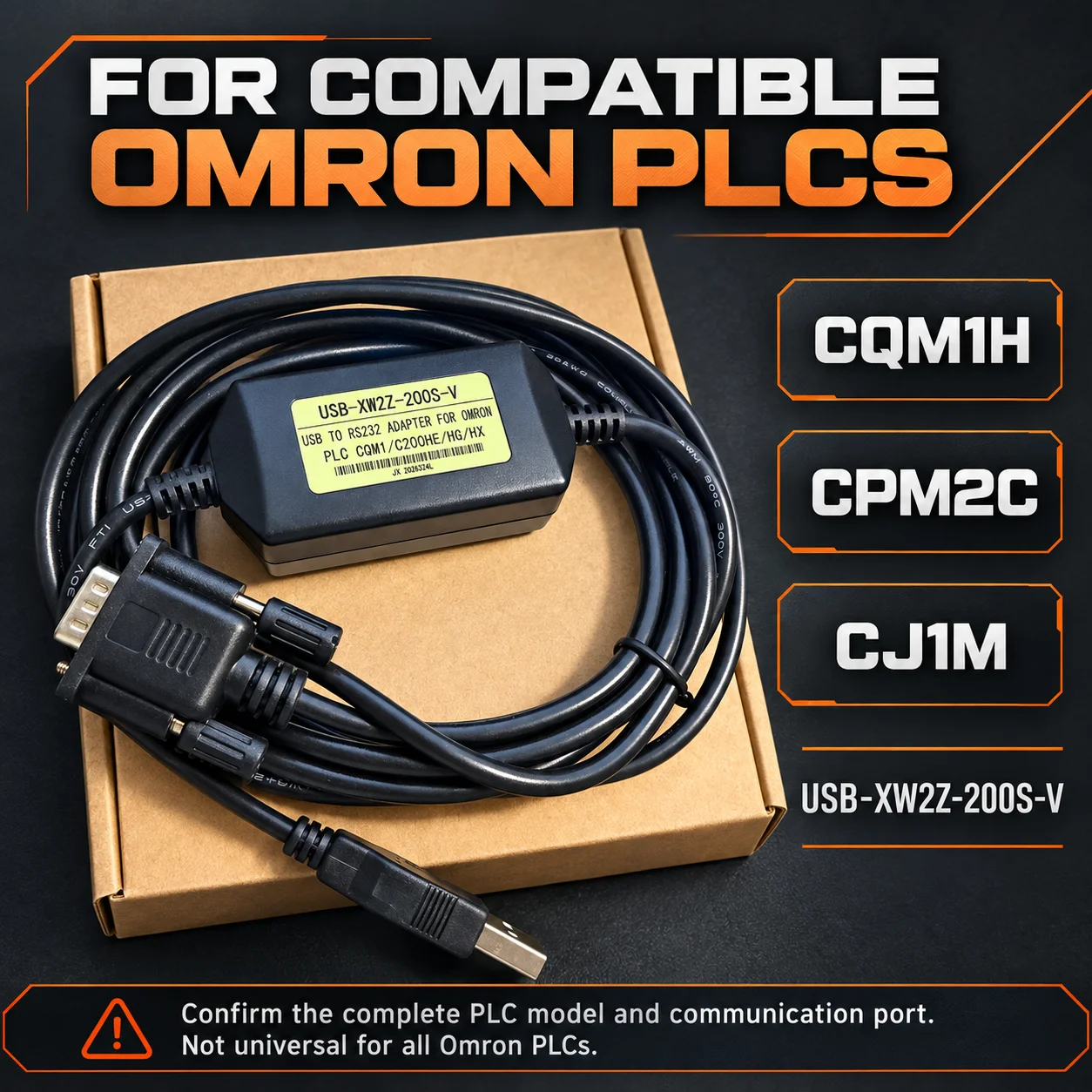 Host Link USB-XW2Z-200S-V Communication Cable for Omron CQM1H CPM2C CJ1M, DB9 Male RS232, CX-One Transfer Wire