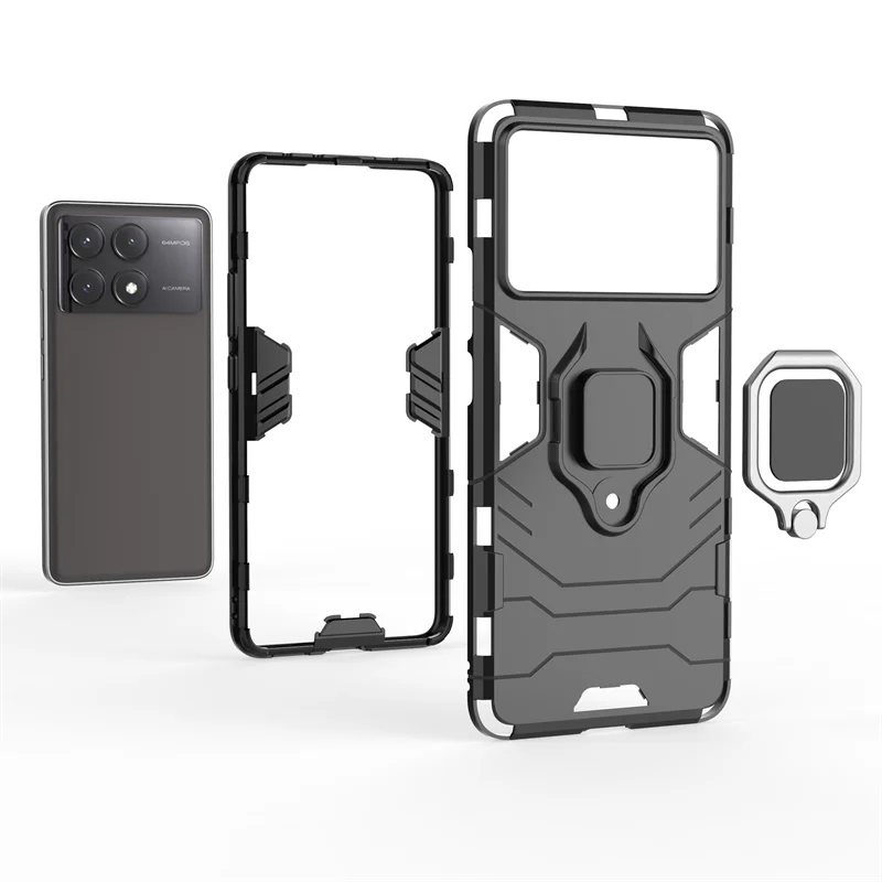 For Poco X6 Pro 5G Case Car Magnetic Ring Holder Phone Case For Pocox6pro Poko Little X6pro X 6 Pro 6X Stand Armor Back Cover