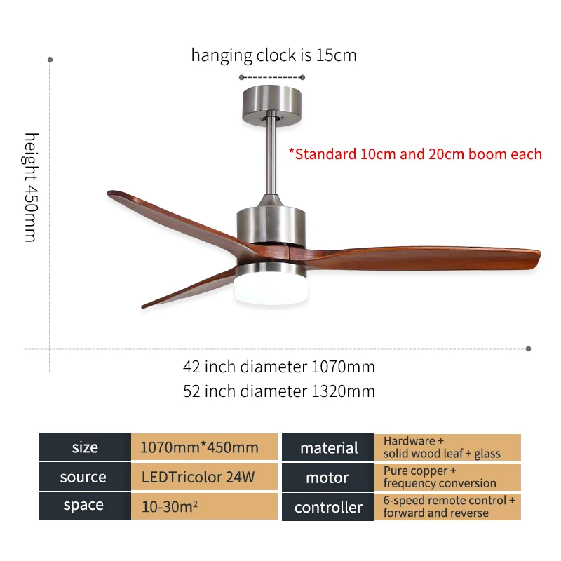 مروحة سقف خشبية على الطراز مع محرك خفيف عالي الطاقة صامت مثالية لمراوح أسقف غرفة المعيشة وغرفة النوم