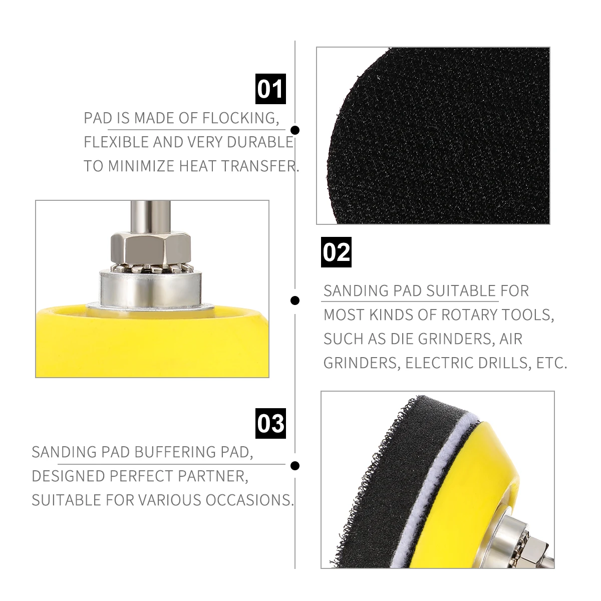 

4 Pcs Flocking Sanding Discs Pad Kit Drill Grinder Tools Polishing Hand Accessories Wooden Bowl Surface Buffering Pads