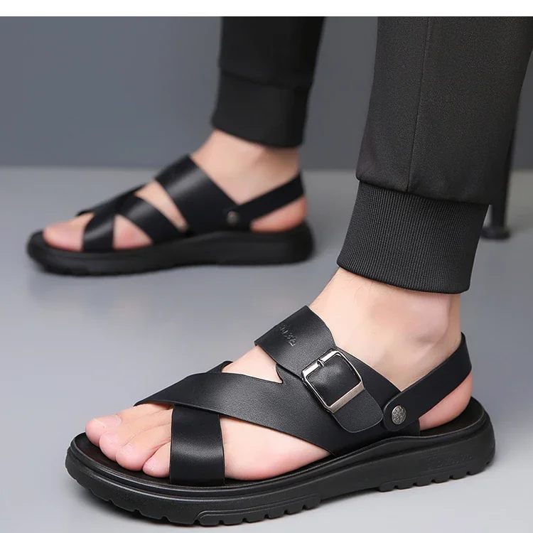 Herren Sommer-Freizeitsandalen zum Hineinschlüpfen – Bequeme, rutschfeste, strapazierfähige, weichsohlige, atmungsaktive Strandschuhe – 2380 – Detail 5