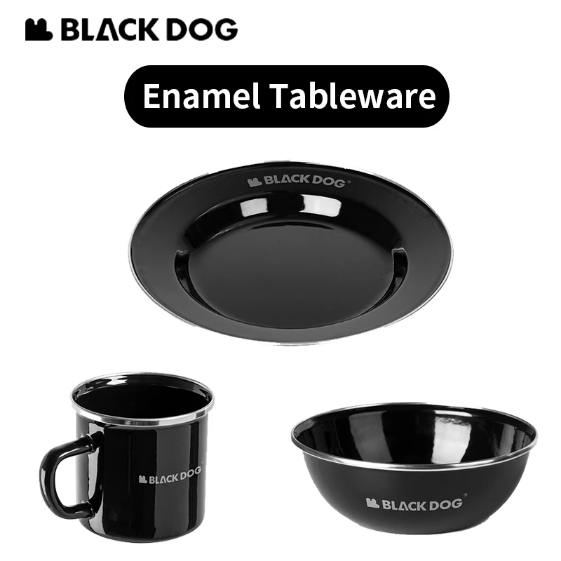 Naturehike Blackdog Thickened Enamel Tableware Cup Bowl Plate Camping Picnic Outdoor BBQ High Temperature Resistant Dinnerware