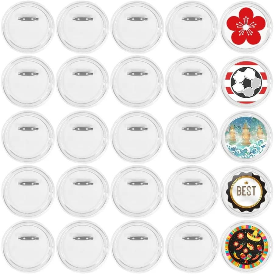 

25 шт., значки на кнопках 3,15 с булавкой, прозрачный акриловый дизайн, идеально подходящие для рукоделия, значки «сделай сам», школьные проекты