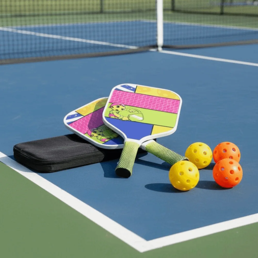

Детский набор Pickleball с героями мультфильмов, портативный с сумкой для переноски, детский набор Pickleball, универсальный легкий игровой набор Pickleball