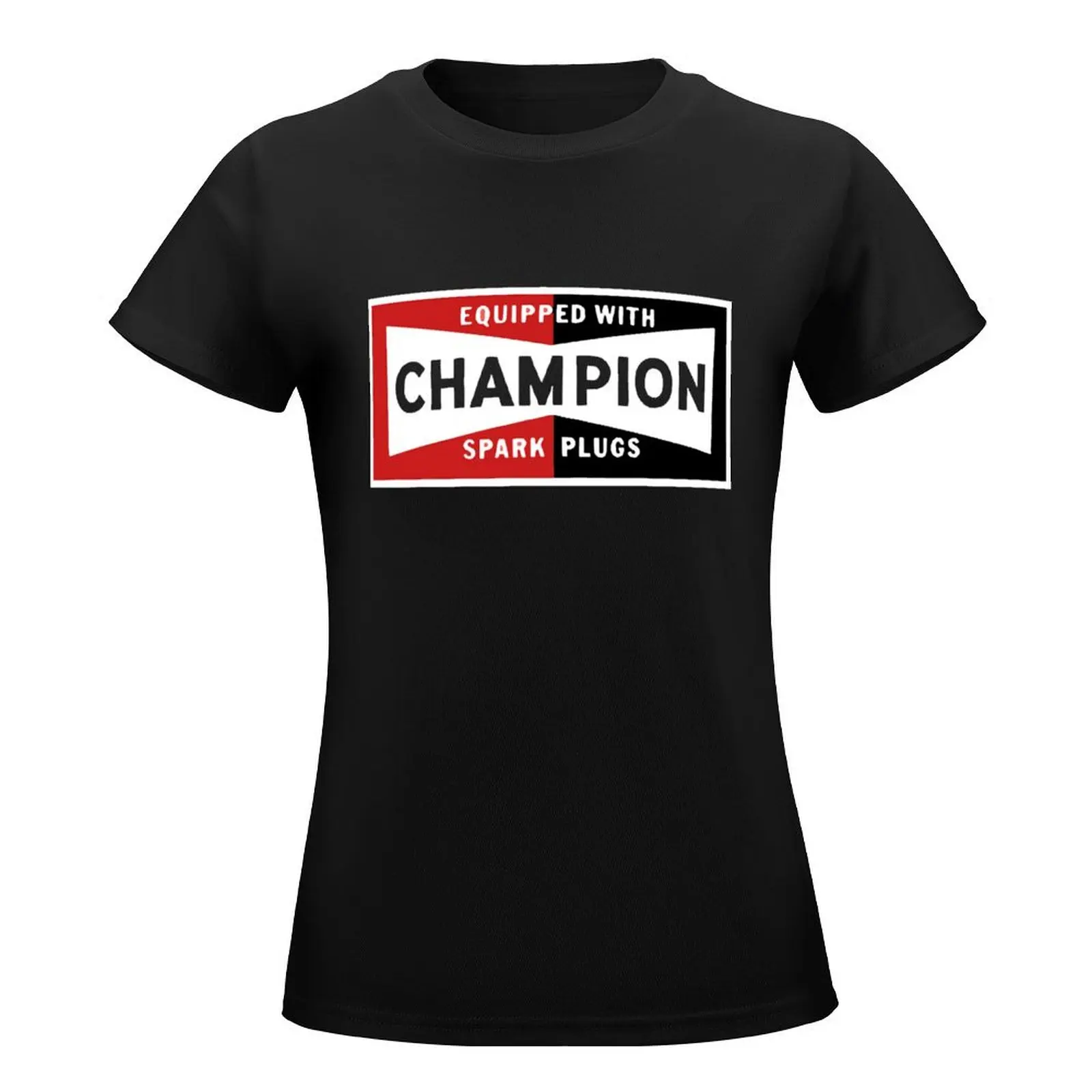 Champion Spark Plugs BLACK vintage sign Racer Hot T-Shirt tees korean fashion t shirt Women