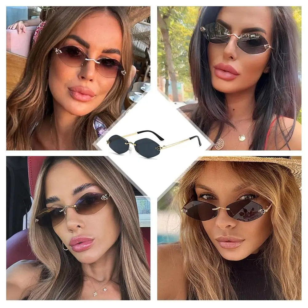 

Frameless sunglasses Women's Rimless Diamond Sunglasses Personality Girl Shades Fashion Luxury Glasses Spice Sun Style Z3Y9