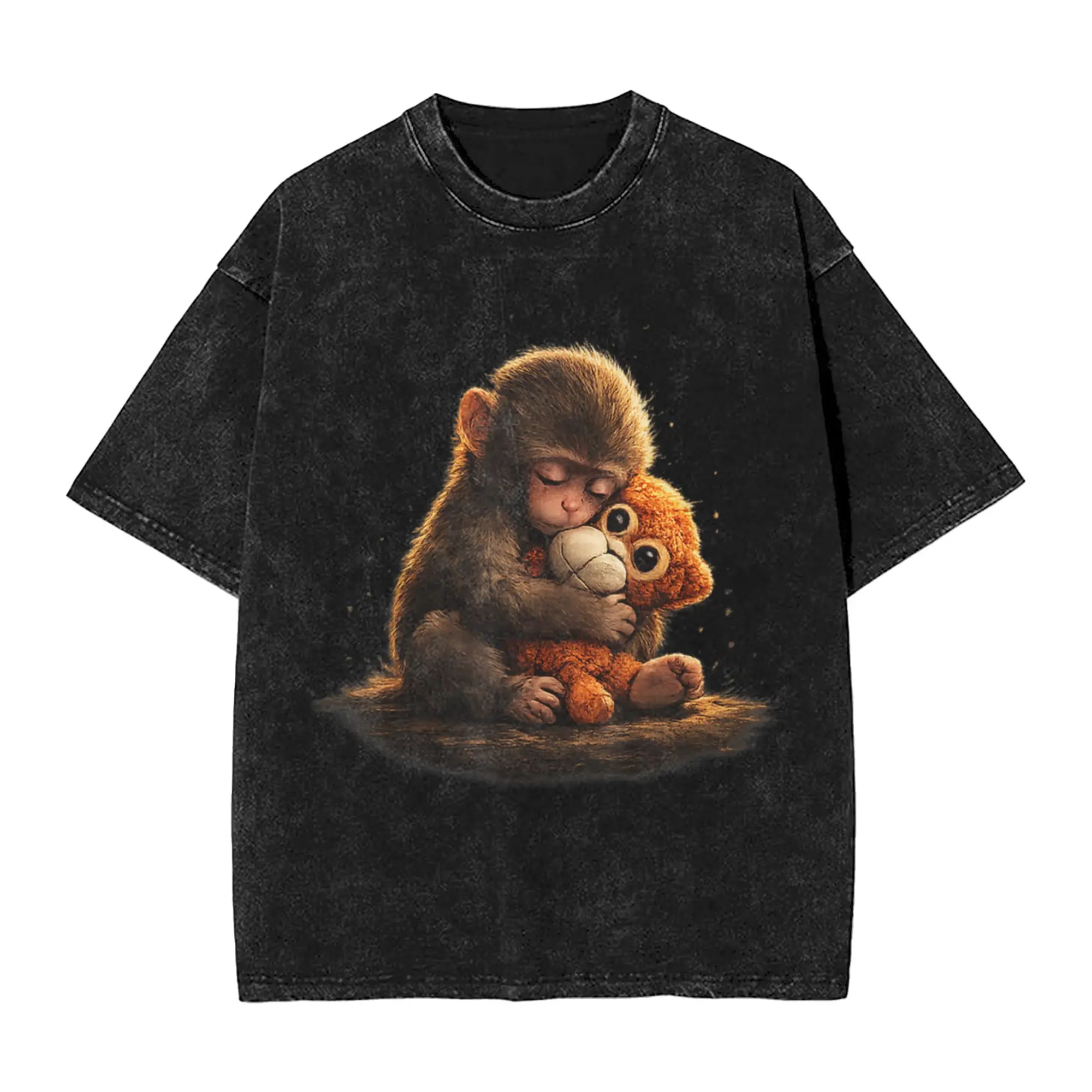Cute Baby Monkey Punch Viral Zoo Japan Design T Shirt Men Cotton Awesome T-Shirts Crew Neck  Tee Shirt Short Sleeve Tops Gift