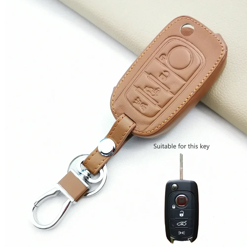 New 100% Leather Car Key Case Cover For FIAT 500 Panda Stilo Punto Doblo Grande Bravo 500 Ducato Minibus Car Accessories