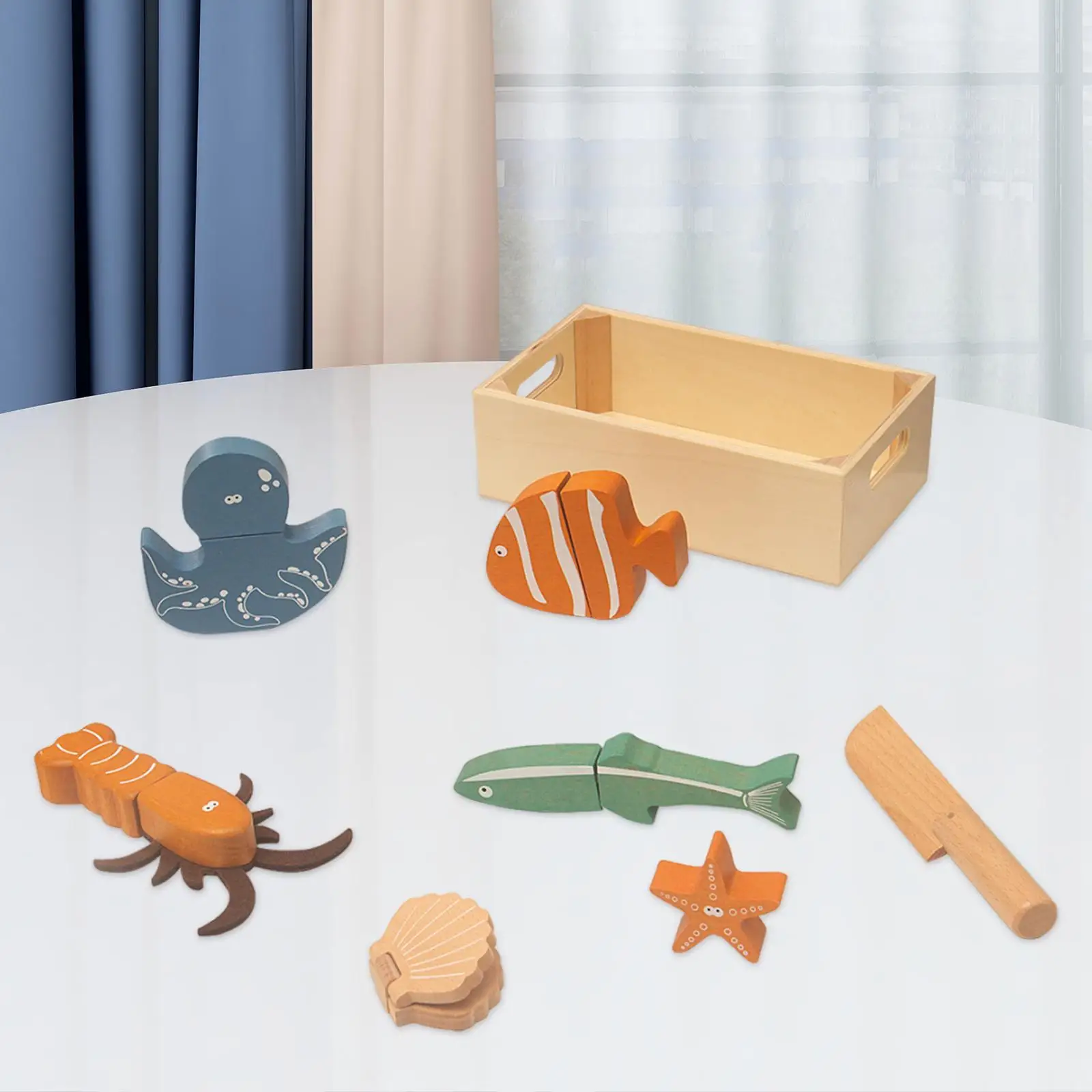 

Wooden Food Cutting Seafood Set Kitchen Accessories for Boys Girls Gift