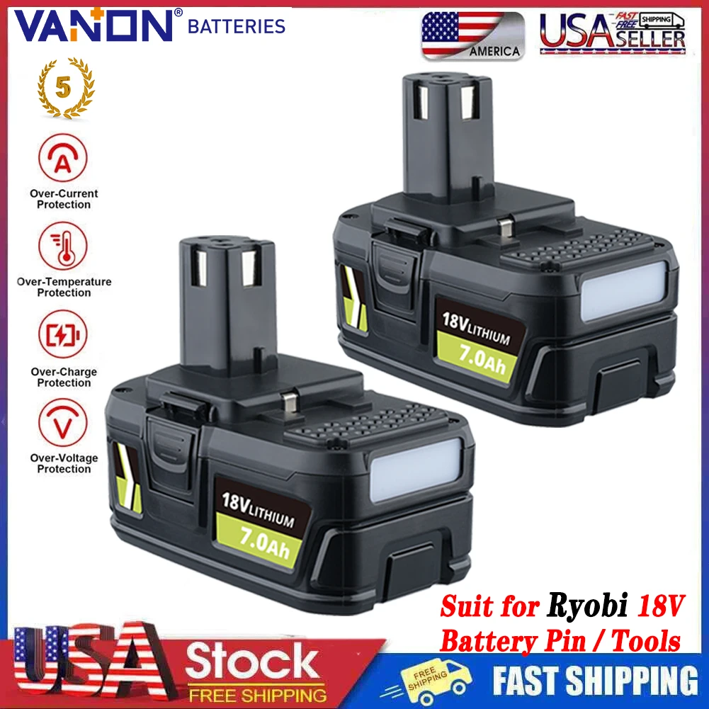 

VANON 2 упаковки 7,0 Ач P108 литий-ионная замена для ryobi 18 В P102 P103 P107 P109, аккумуляторный штифт, совместимый с 18 В ONE + аккумуляторными инструментами