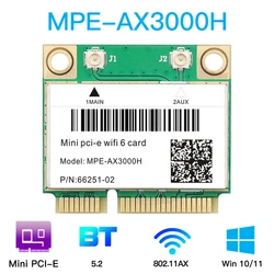 WiFi 6 MPE-AX3000H Dual Band Wireless Adapter Bluetooth 5.2 2.4G/5G Mini Pcie Network Card For Intel AX200 Win10/win11-64 bit