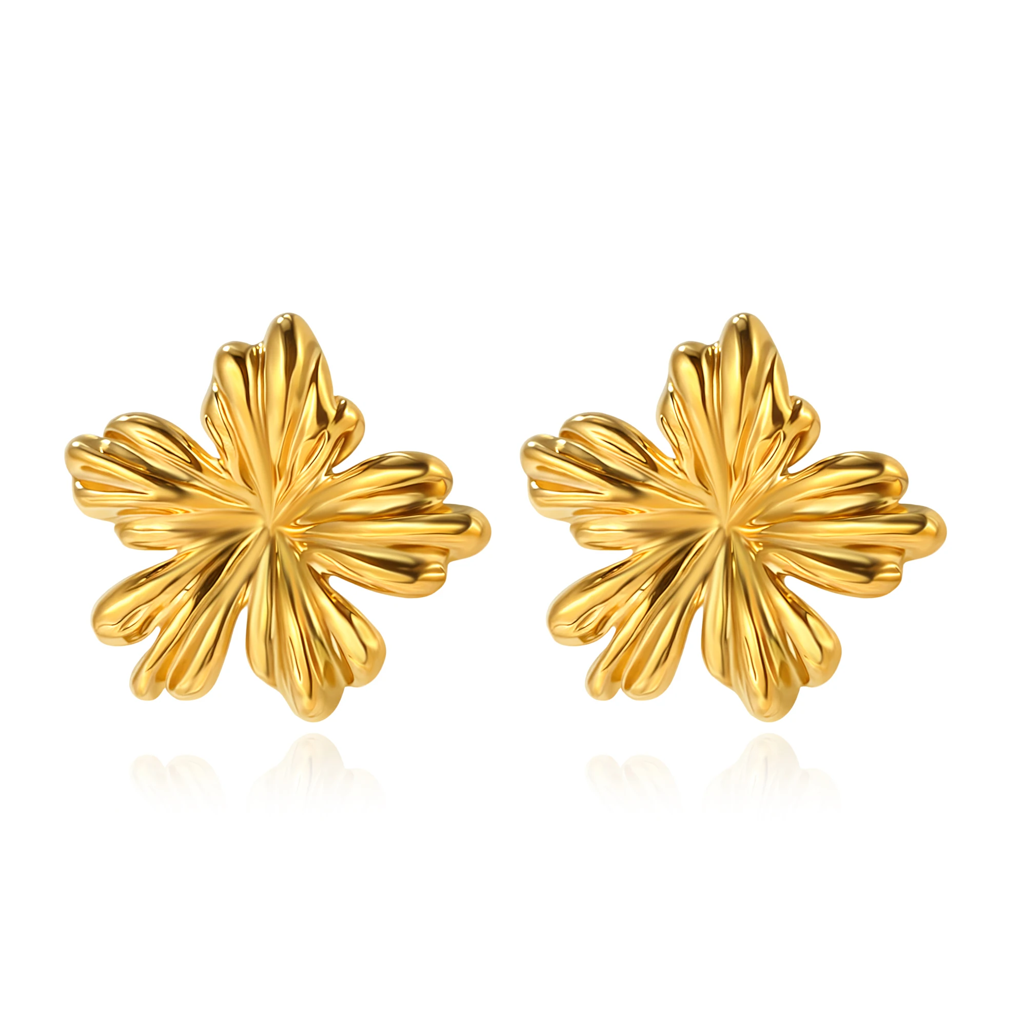 Badu New Irregular Flower Stud Earrings for Women Stainless Steel Statement Earrings Trendy Fashion Party Jewelry