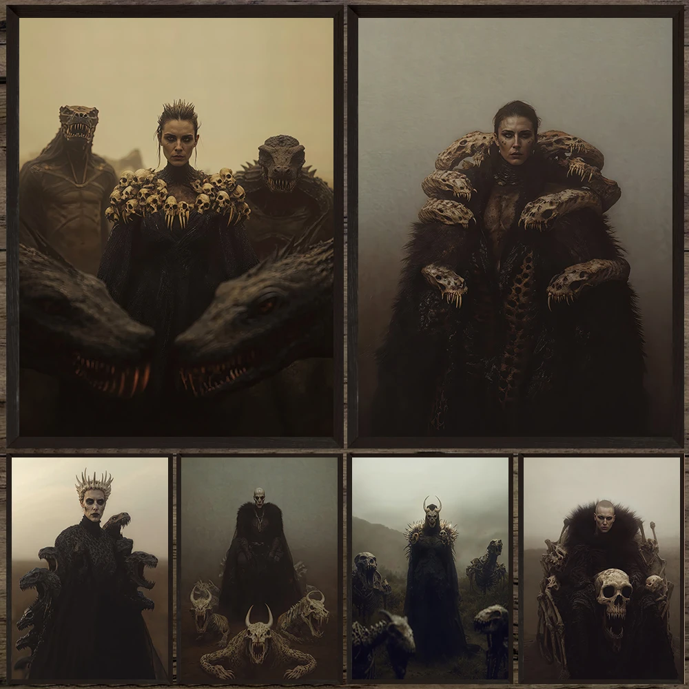 ملكة الأسود ماجيك باقان الساحرة الرسم على لوحات القماش الجدارية ، جماليات السحر ، صورة الرعب ملصق فني وطباعة ديكور المنزل