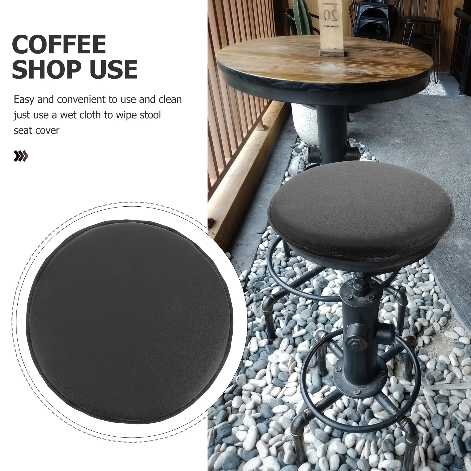 مقعد مستدير من البولي يوريثان بديل وسادة مقاومة للماء لكرسي البار وتناول الطعام وحفلات الزفاف غطاء ناعم وسهل التنظيف #3