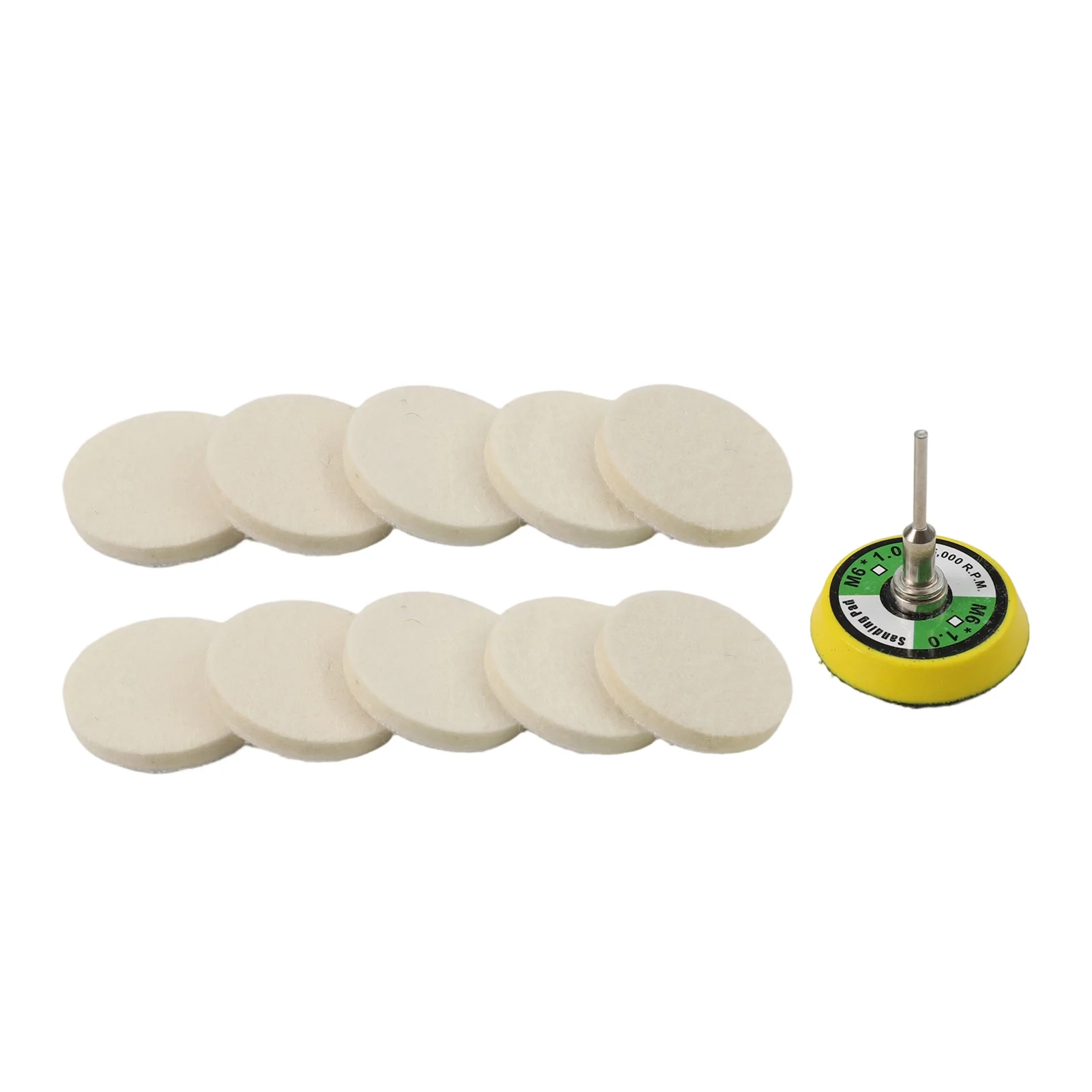 11pcs 50mm Wool Felt Polishing Pads with Splint Pallet for Precision Grinding Buffing and Shine Development on Smooth Materials