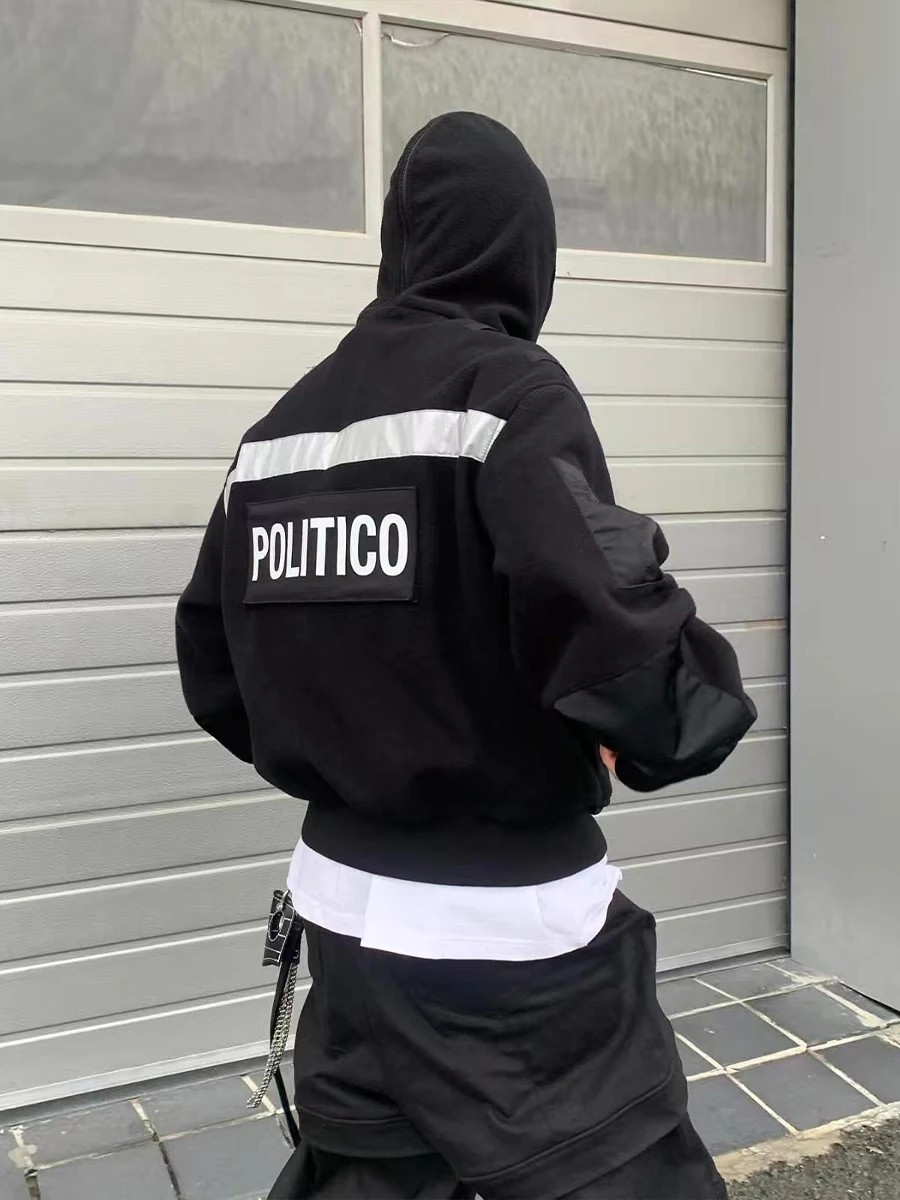 

Ailz Fugui Project American Reflective Fce Jaet Men's Winter Outerwear Loose Fit Hooded Sweatirt Anti-Wrinkle Wear-...
