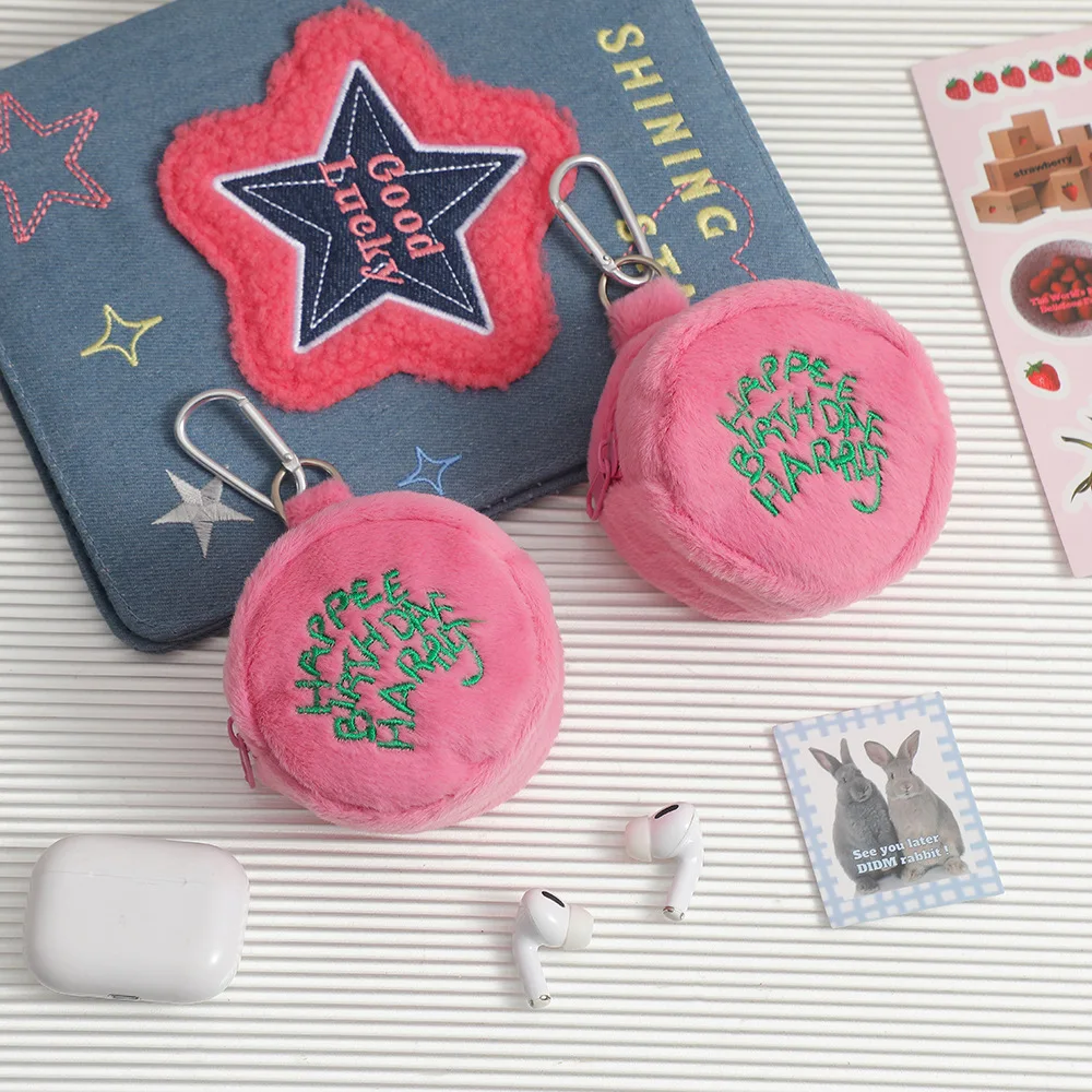 9/11CM Pink Coin Potters Purse Earphone Cord Storage Bag Kawaii Spot Cute Plush Harries Portable Purse Coin Pouch Cake Bag view 3