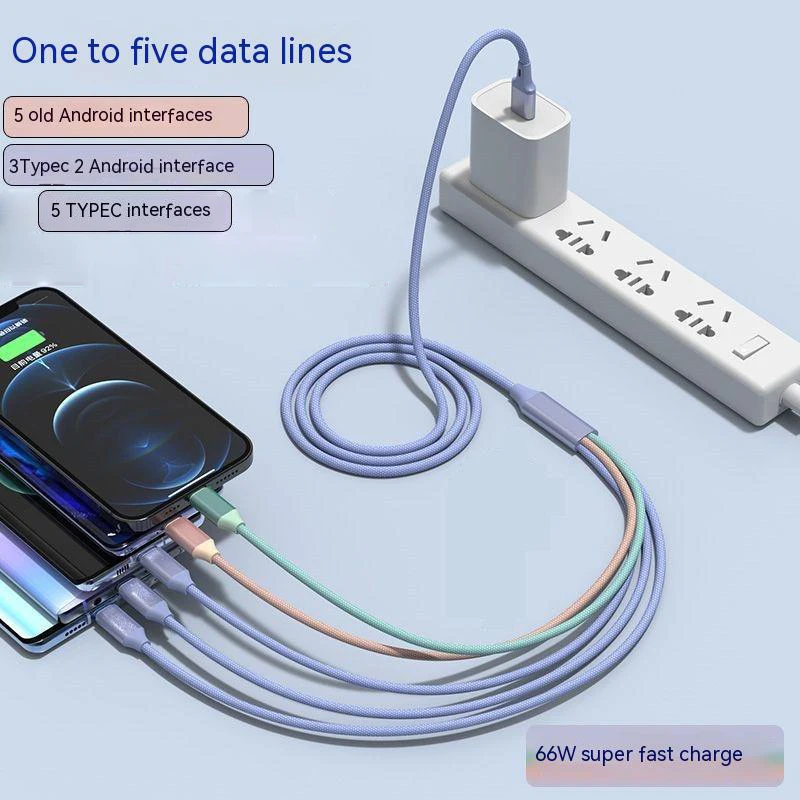 5 in 1 USB Cable C Charging Cable Multifunction type-c Micro USB Charge Cable d For Samsung S22 S20 Xiaomi mi 12 s21 s20 A51