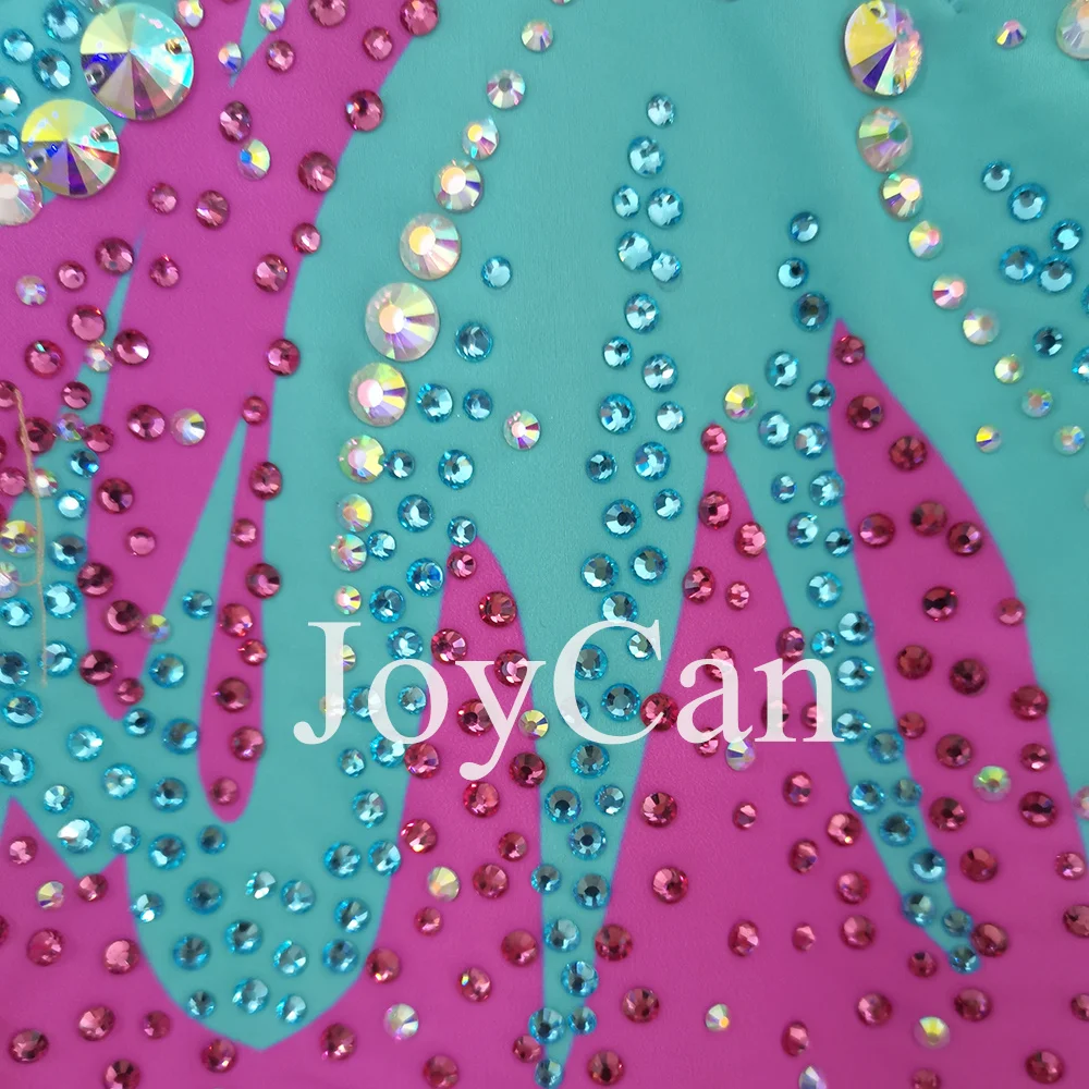 Joycan ชุดยิมนาสติกชุดรัดรูปสำหรับเด็กผู้หญิงผ้าสแปนเด็กซ์สีเขียวชุดเต้นรำสุดหรูสำหรับการแข่งขัน