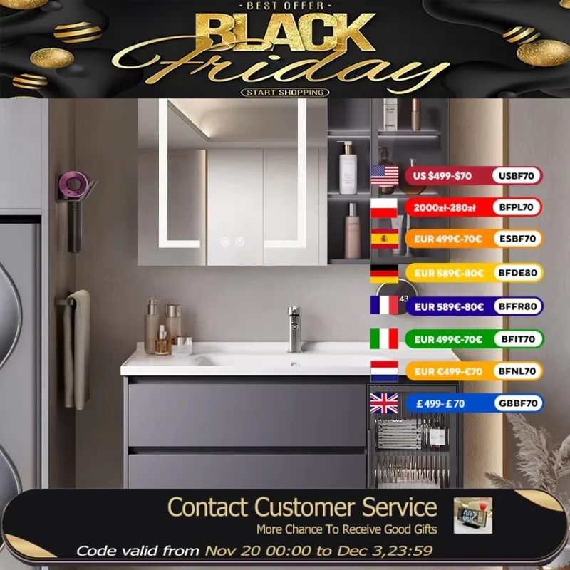 

Mirror Lighting Bathroom Cabinet Storage Hotel Luxury Toilet Bathroom Cabinet Vanity Washroom Armoire Salle De Bain Furniture