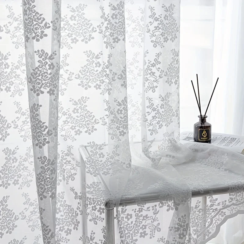 Weiße Jacquard-Spitzenvorhänge im pastoralen Stil für das Wohnzimmer, romantische, transparente kurze Spitzenvorhänge für die Schlafzimmerdekoration