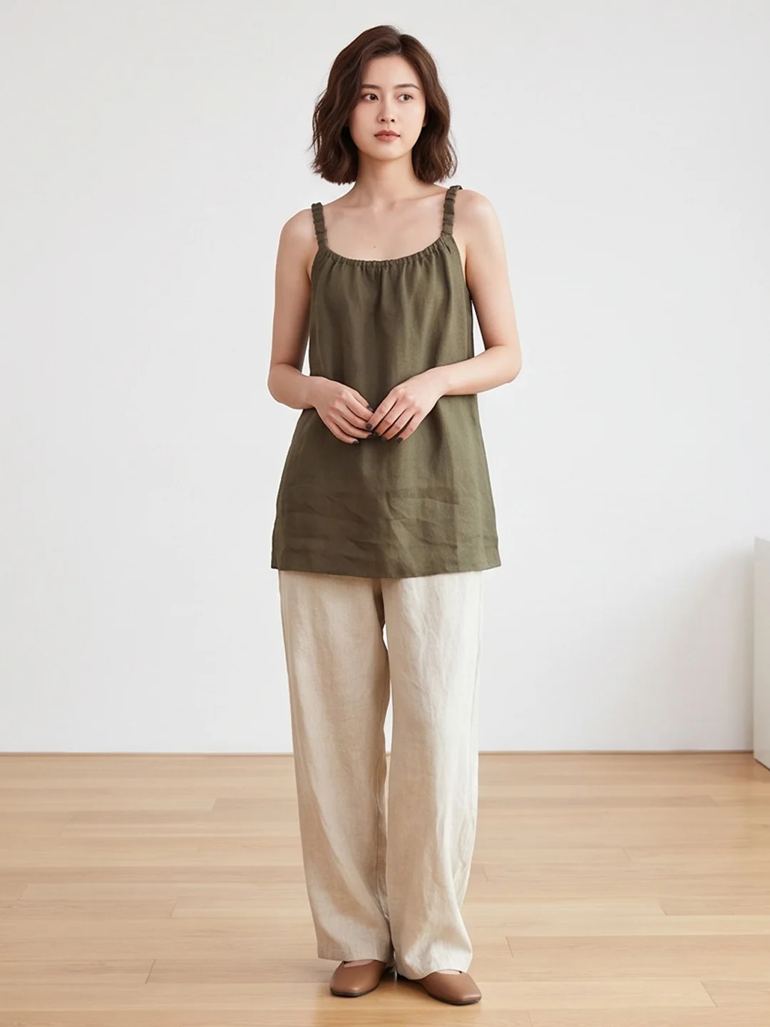 Vacation Style Women's Tank Top Wide Leg Pants Set Loose Fit Slimming Small Size Summer Outfit Two Piece Set Casual Wear