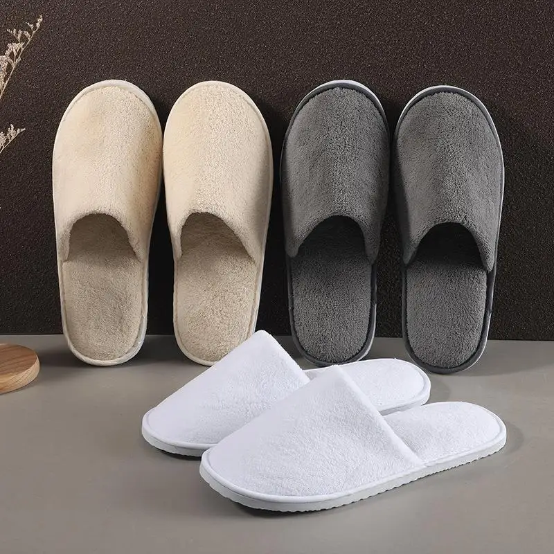 

Disposable Slippers Autumn Winter Thicken Plush Non-slip slippers Sanitary Party Home Shoes Guest Use Folding Indoor Slippers