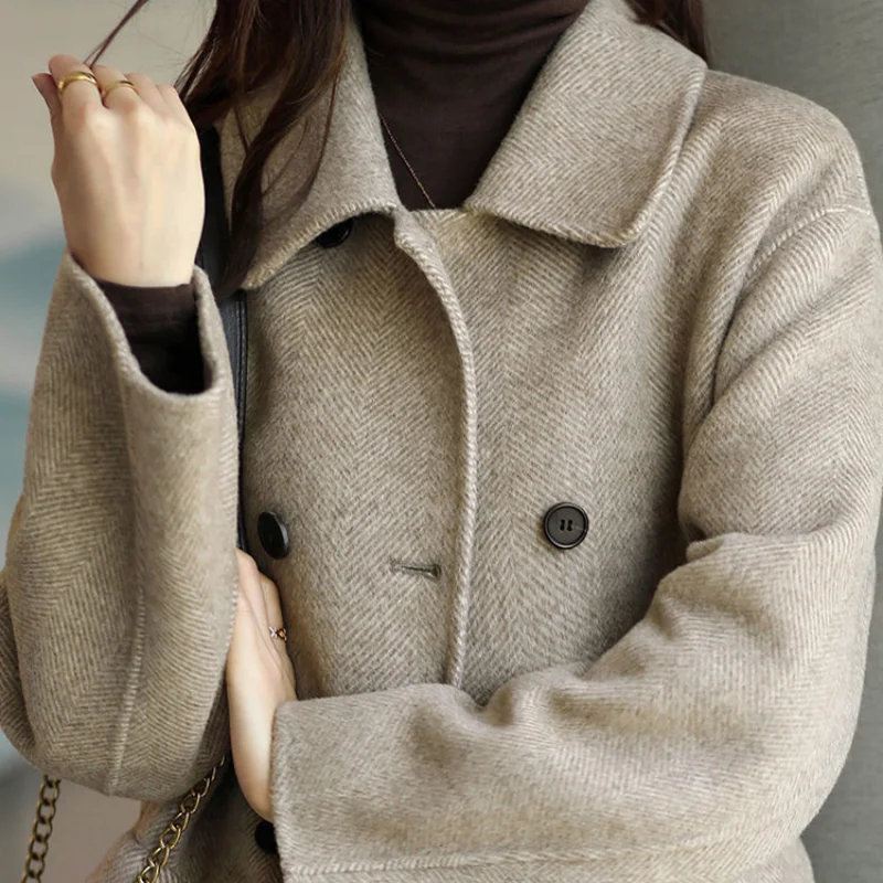 

Tweed Coat In The Long Autumn and Winter New Korean Version of Loose Temperament Sweater Clothes Paragraph Sweater Women's 2022