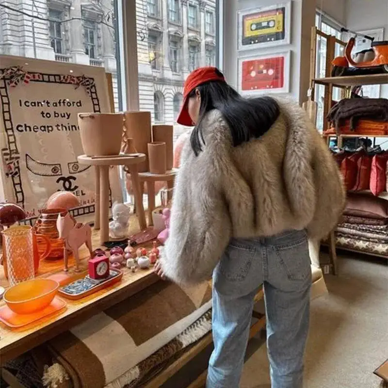 Fur Coat Faux Short Style Buckle Fur Women Casual Street Style lady Fur Women's Clothing