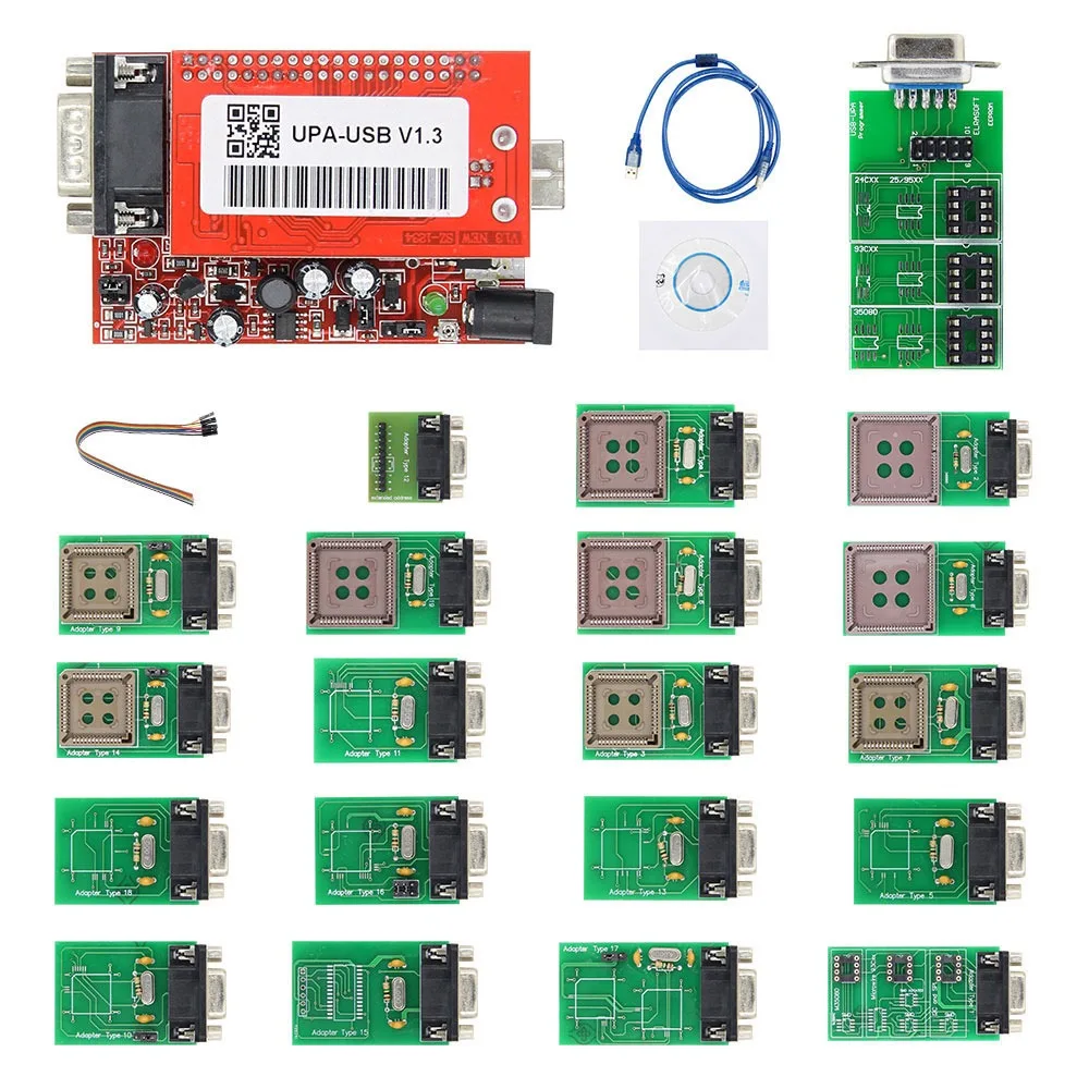 UPA‑USB V1.3 ECU Programmer Complete Kit with 19 Adapters Automotive Chip Tuning Repair Tool
