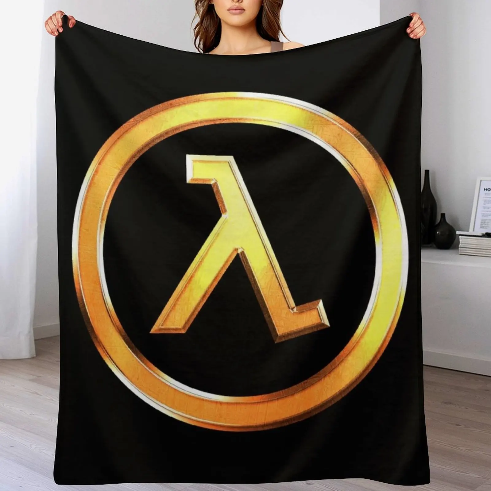 Half Life Lambda Symbol (Variant) Throw Blanket Furry Designers Luxury Designer Blankets