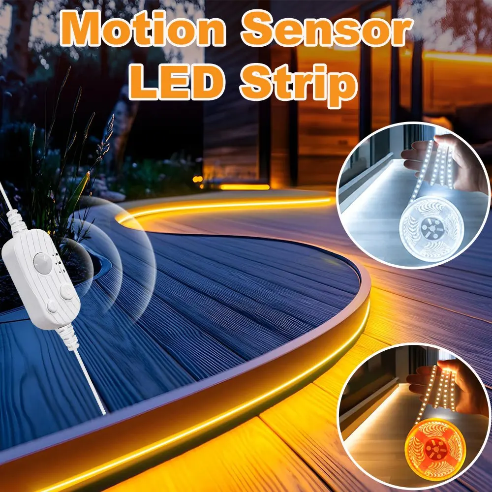 5V Motion Sensor LED Strip Light USB Motion Sensor Strip Light Human Body Sensor Switch for Room Decor TV BackLight Cabinets