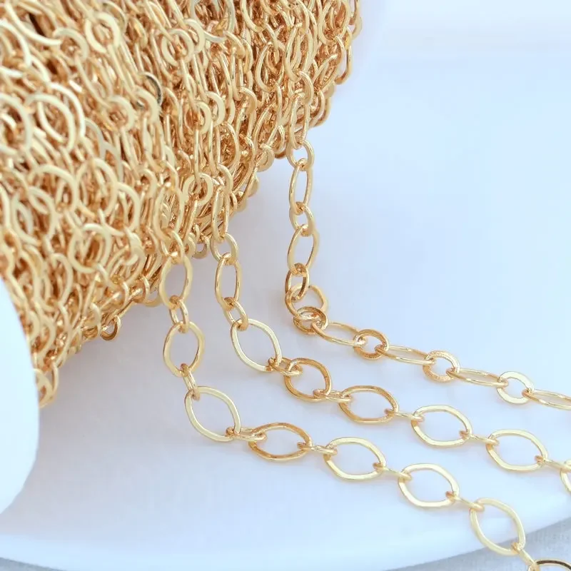 14K Gold Color Plated Brass Chains Round Oval Chains DIY Jewelry Findings  Necklace Bracelet Jewelry Making Components DIY