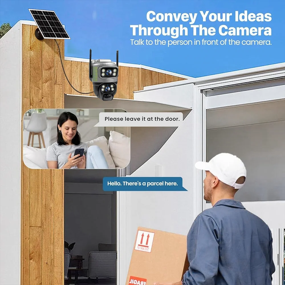 V380PRO Câmera Solar 4G Sim 4k 8MP 10X Zoom Gravação de Lente Dupla Rastreamento Humanóide Câmera WIFI Externa IP66 À Prova D 'Água